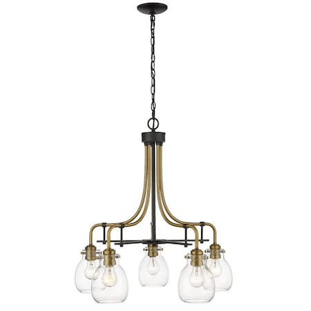 Z-Lite Kraken 5 Light Chandelier, Matte Black & Clear 466-5MB-OBR